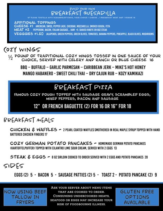 Breakfast Menu | Cozy Inn | Brighton, MI
