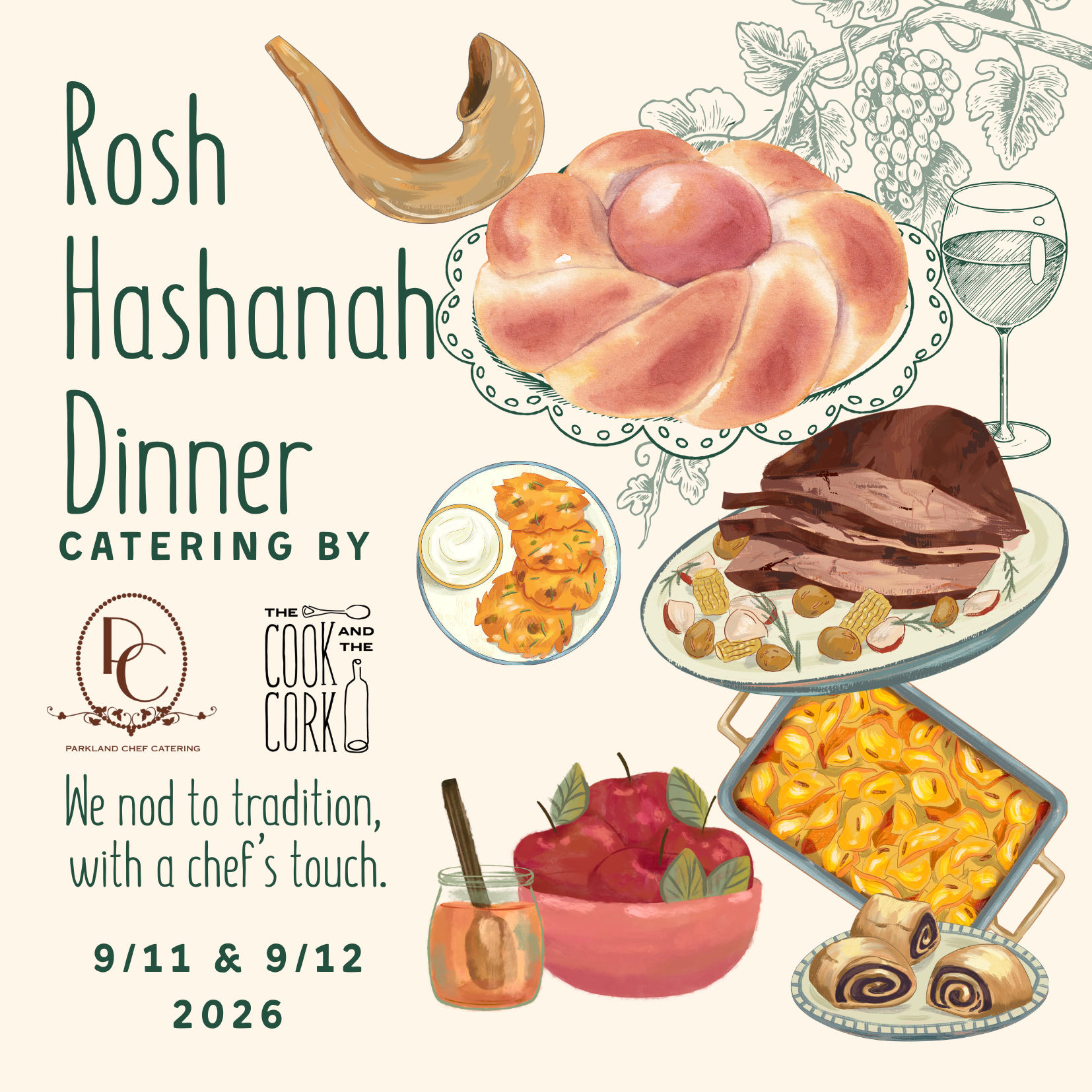 a poster with food and text