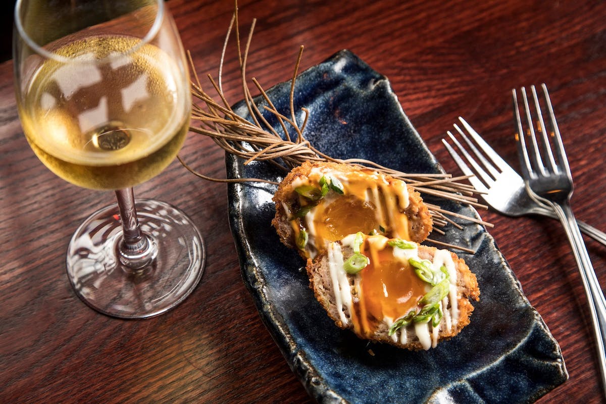 a plate of food with a fork