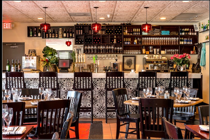 a dining room table in a restaurant