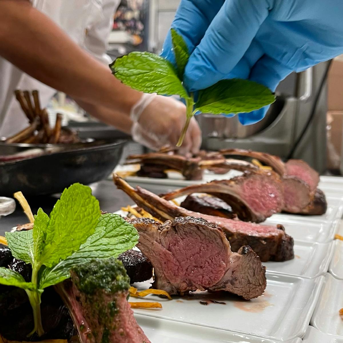 a person preparing food in a kitchen