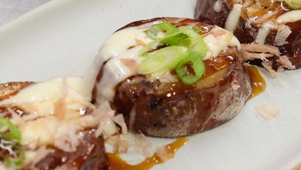 a close up of food on a plate