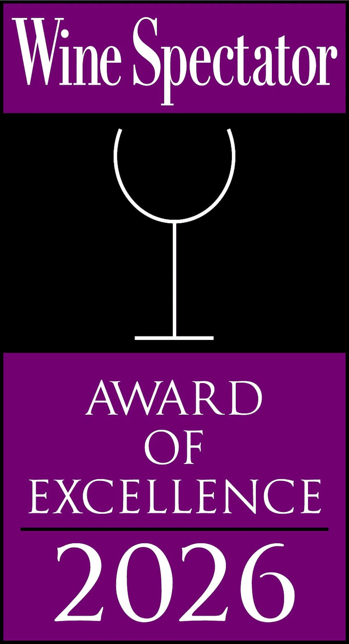 a purple and white sign with a wine glass