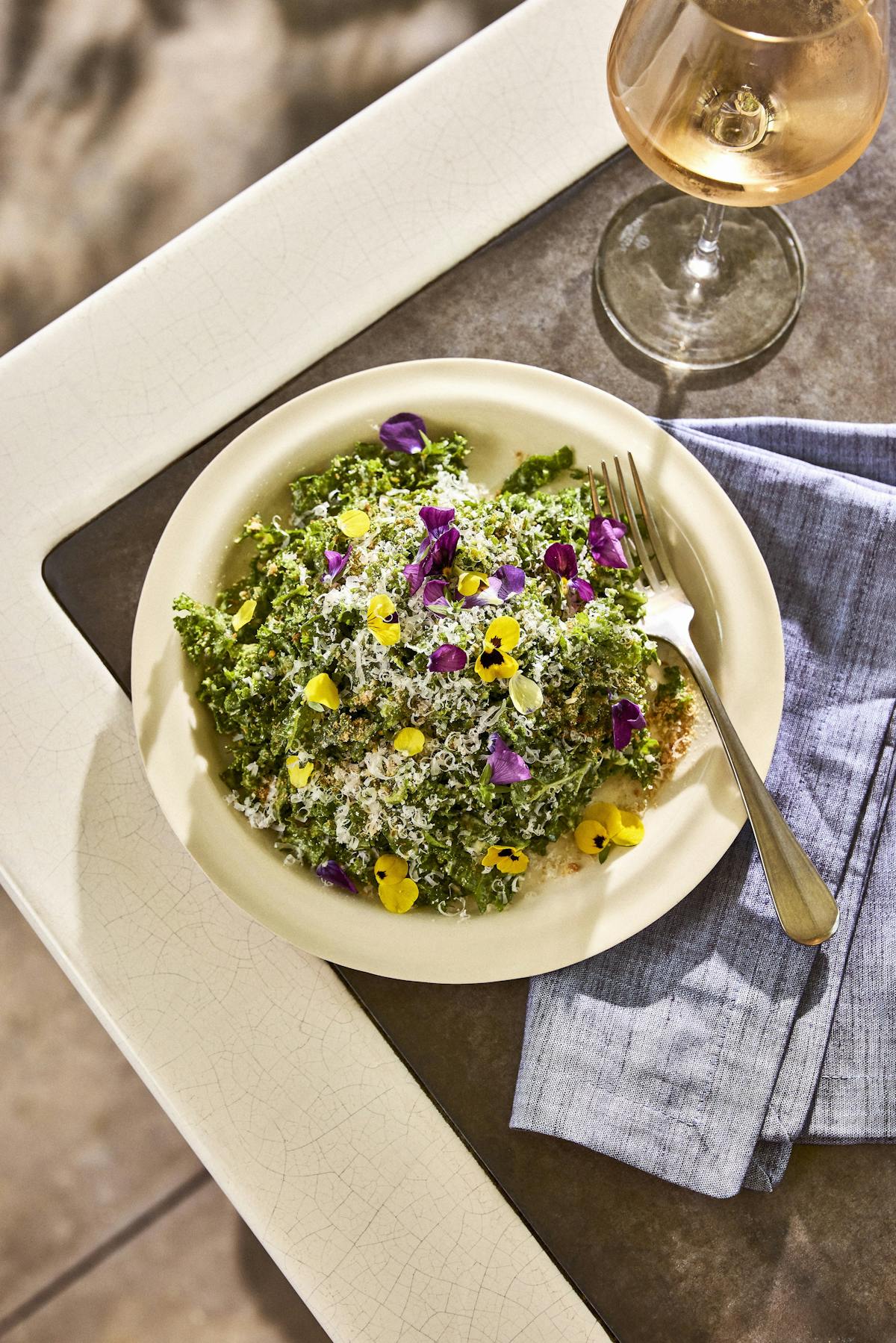 a plate of food sitting on a table