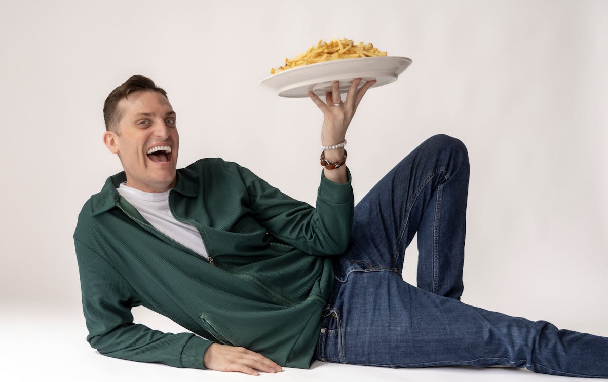 a person sitting on a couch