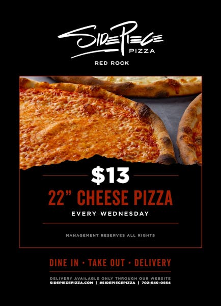 Delicious Cheese Pizza in Summerlin Side Piece Pizza