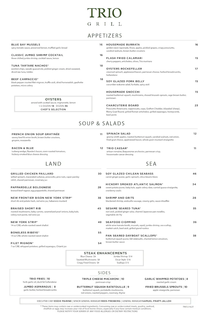 Trio Menu