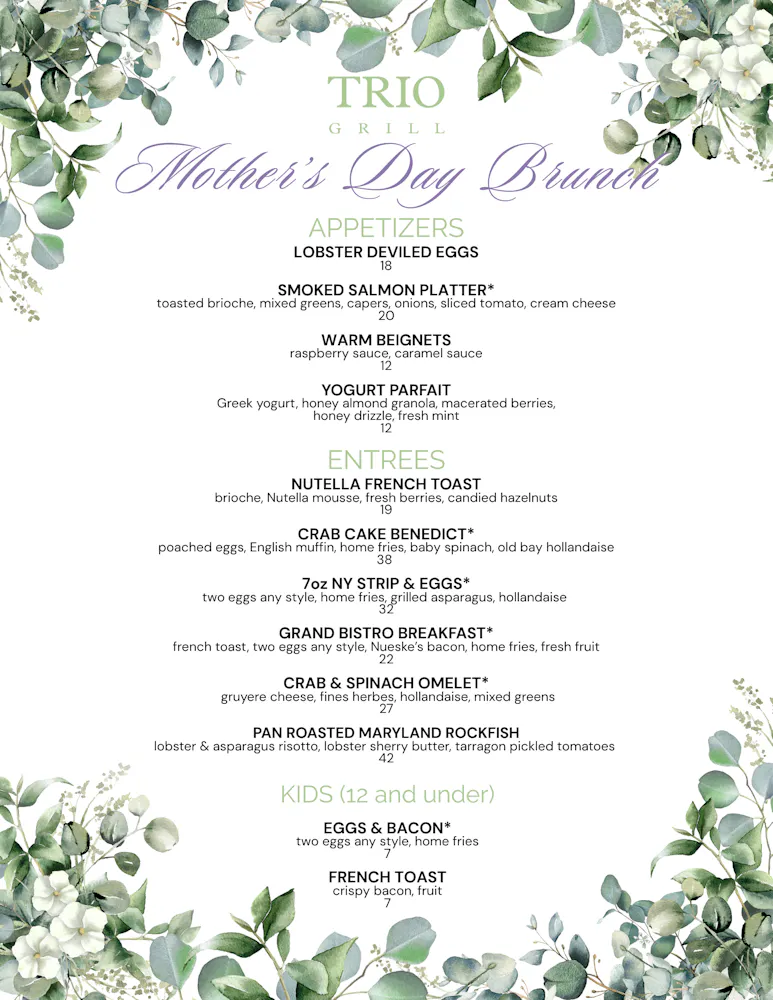 a menu of a restaurant