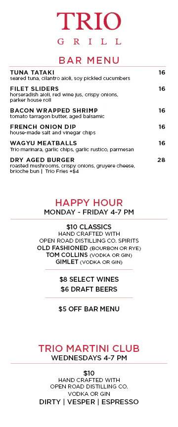 a menu of a restaurant