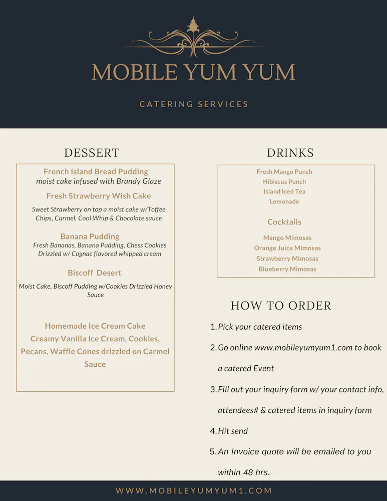 Menus Mobile Yum Yum Food Truck & Catering