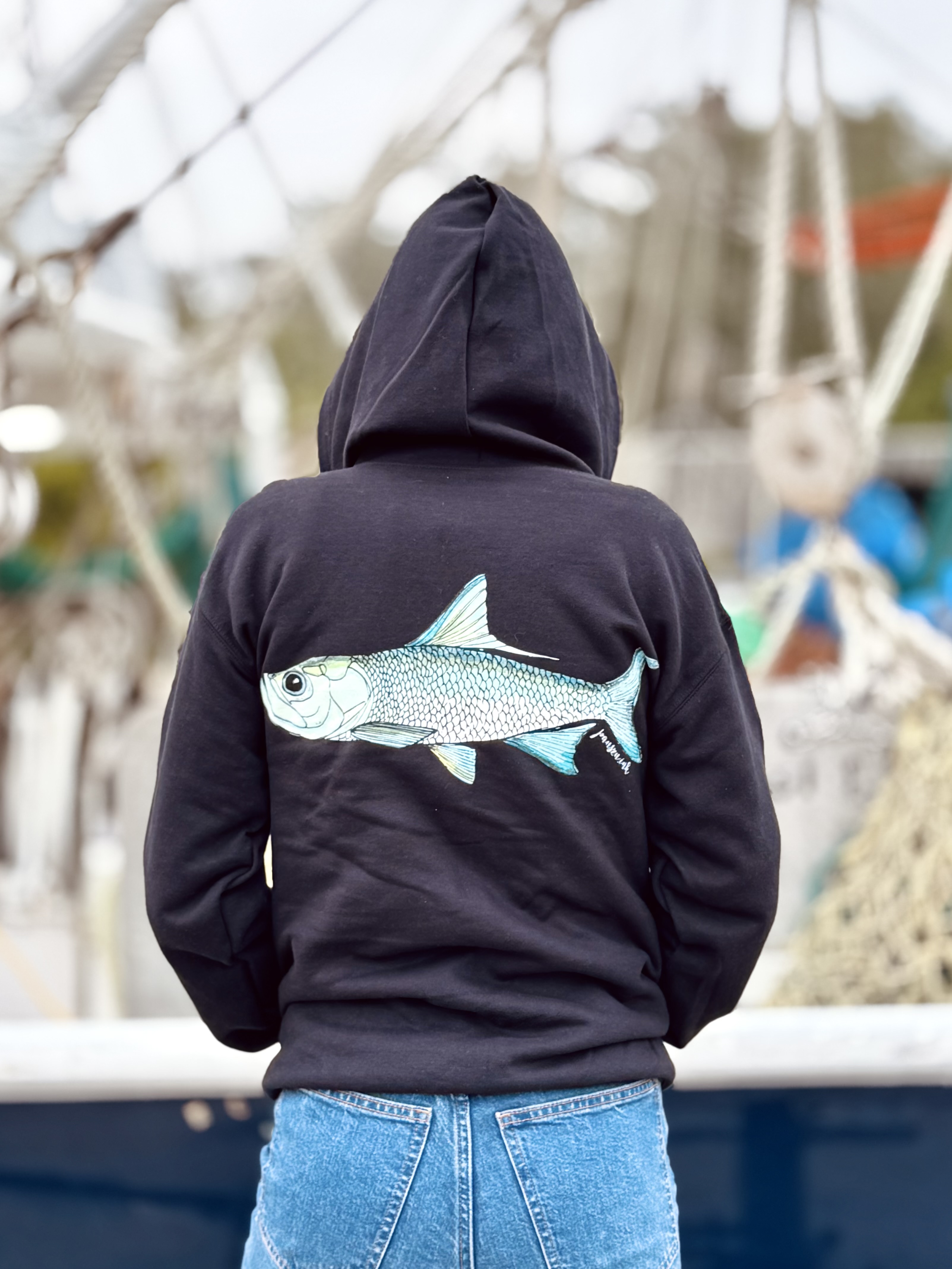 Tarpon Hoodie | Rusty Bellies Waterfront Grill | Seafood