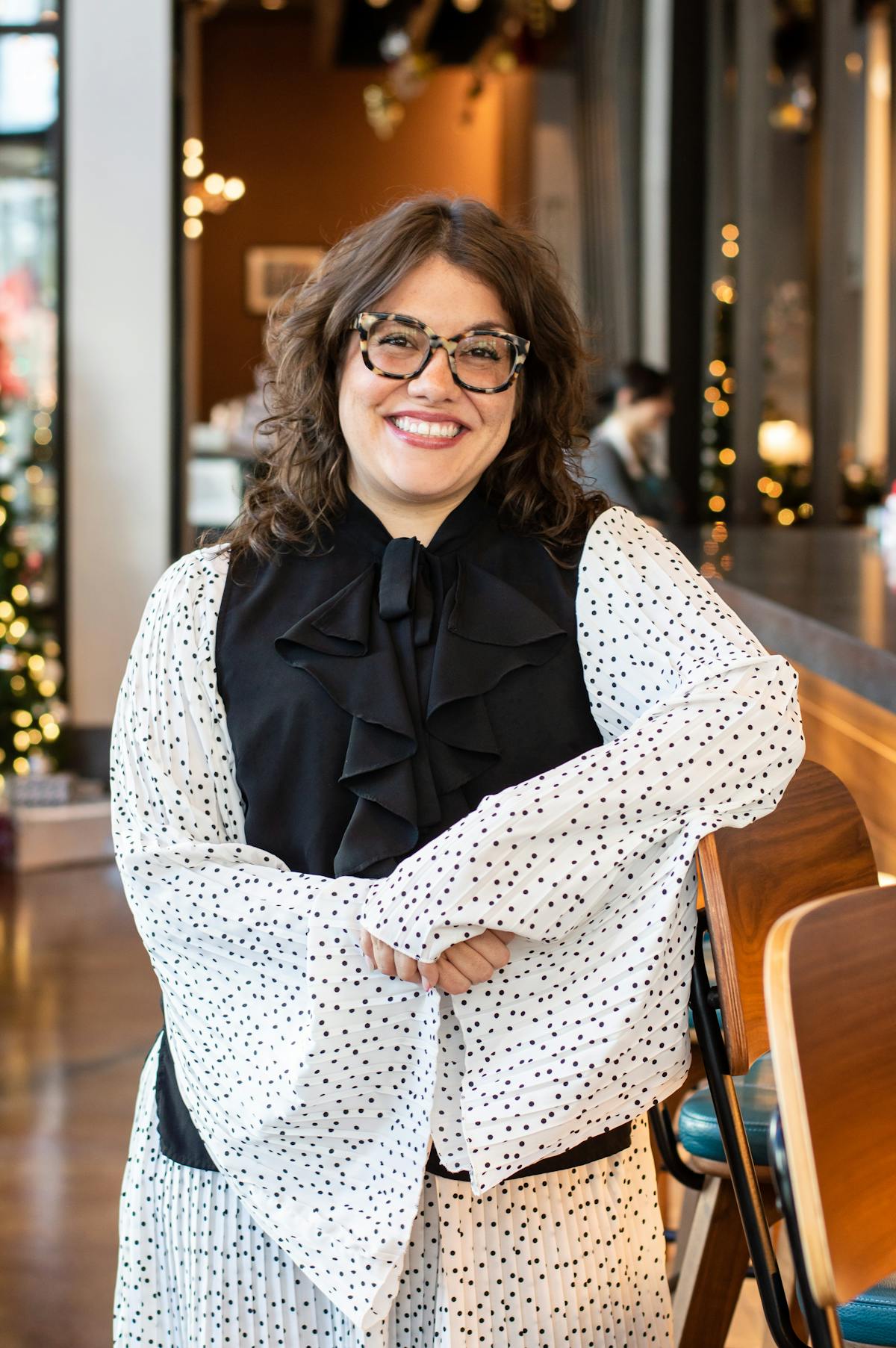 a woman sitting on a chair