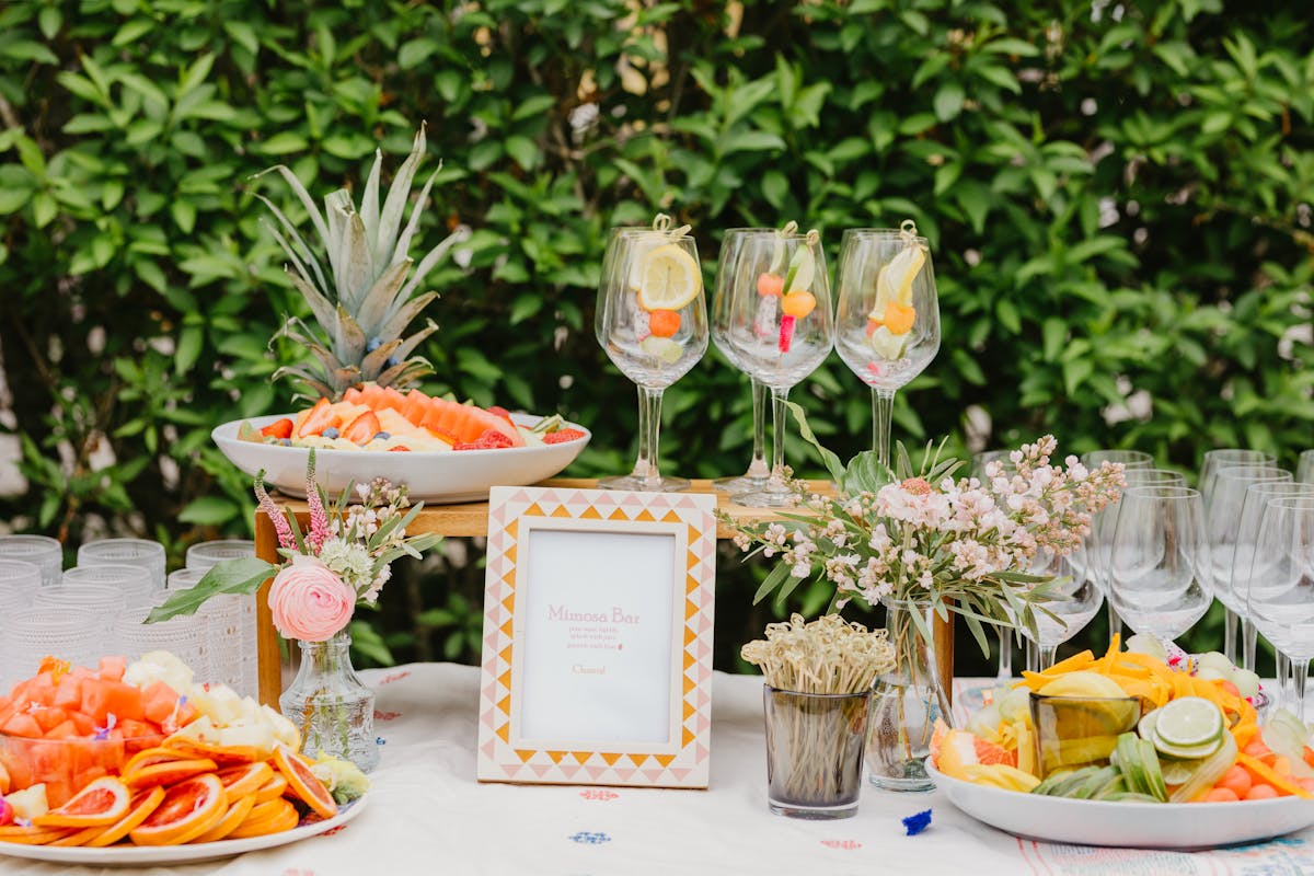 a table topped with plates of food