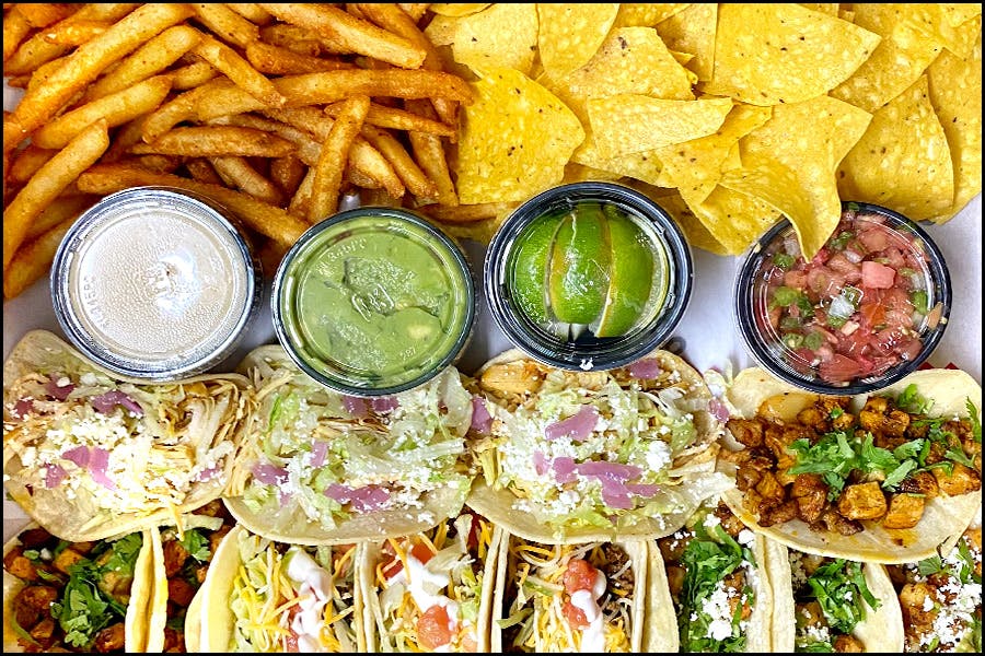 a tray of food