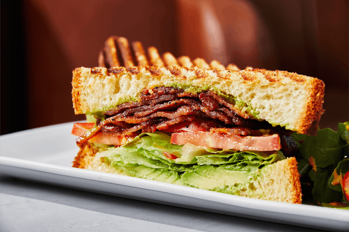 a close up of a sandwich on a plate