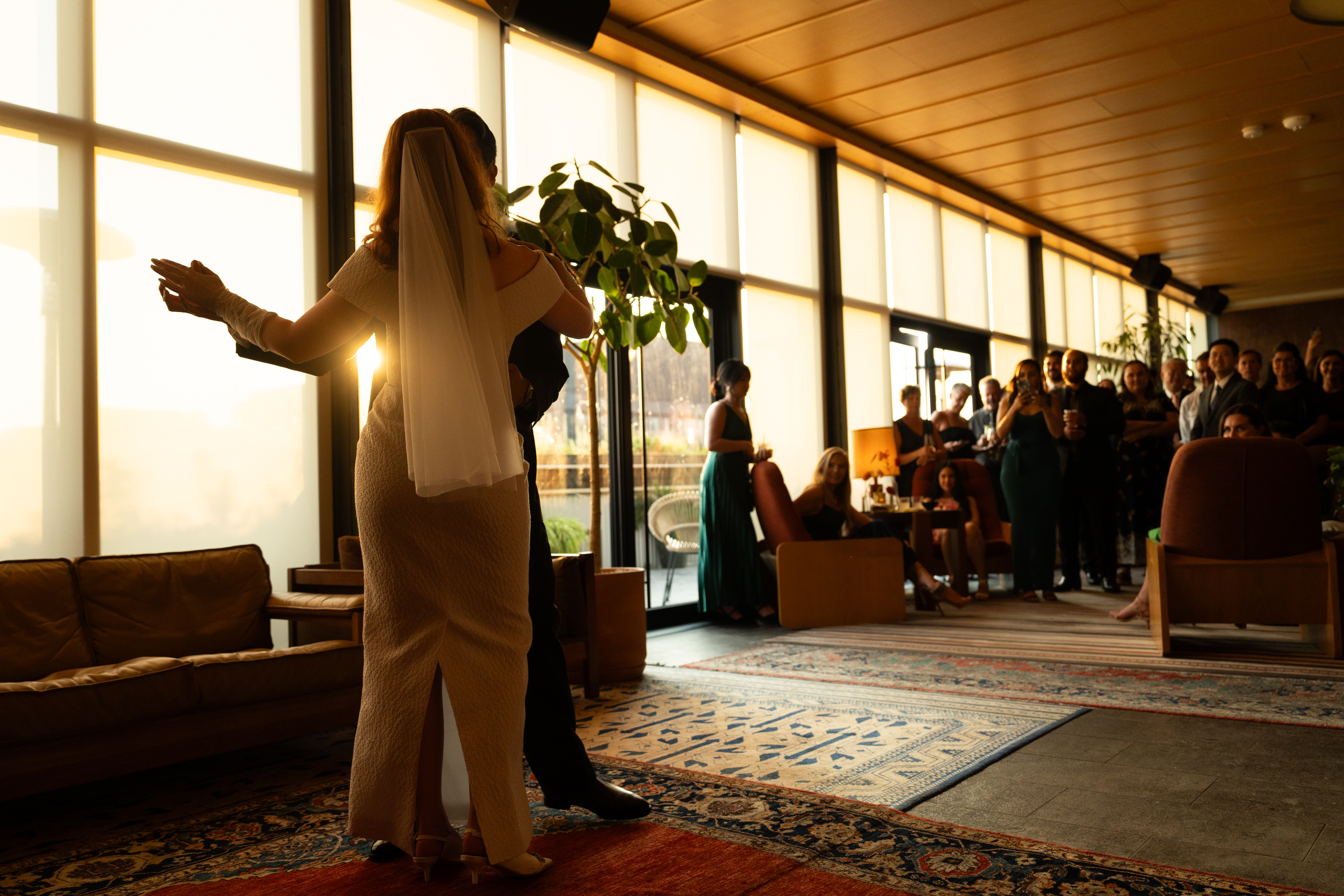 a group of people in a room