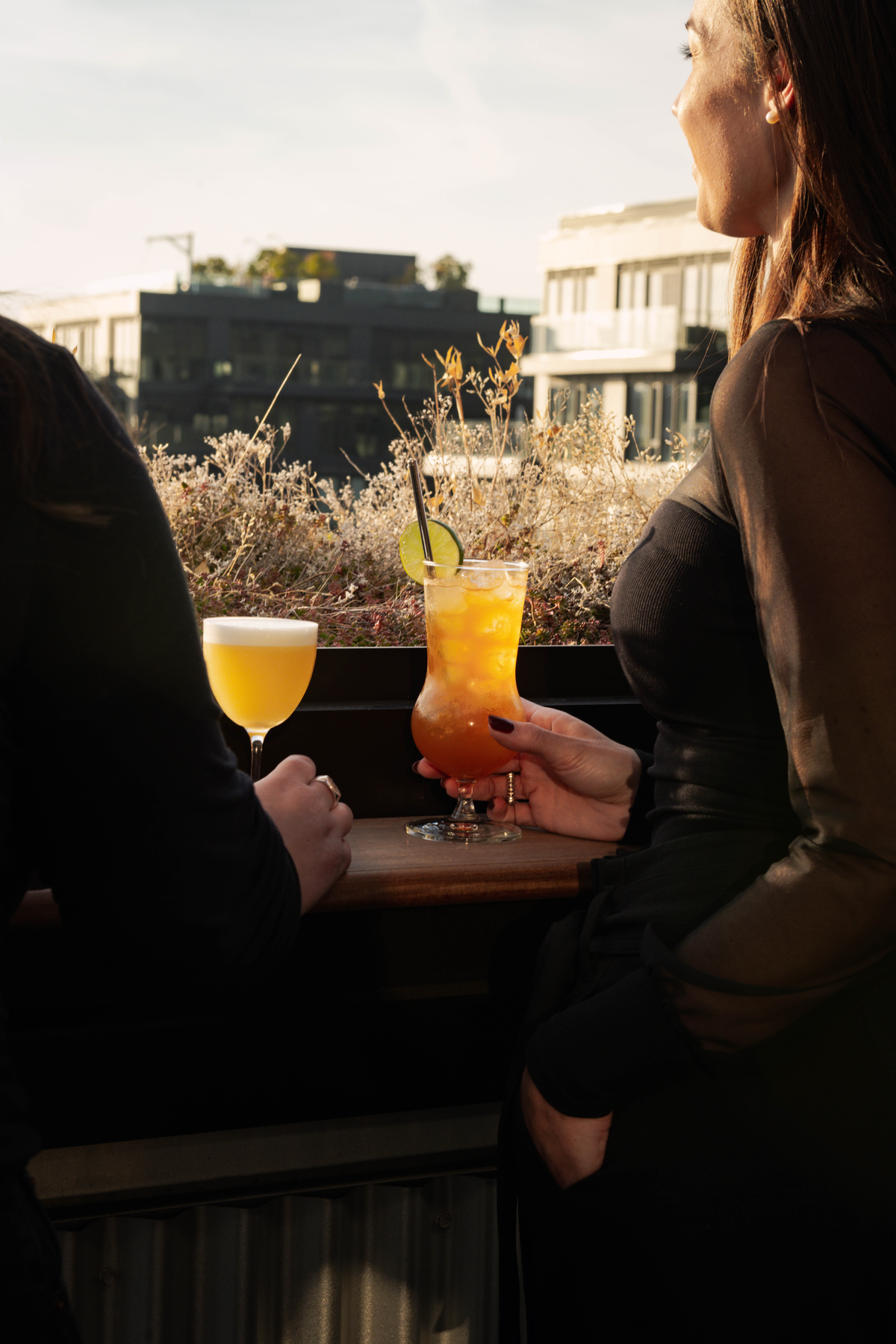 a person holding a glass of orange juice