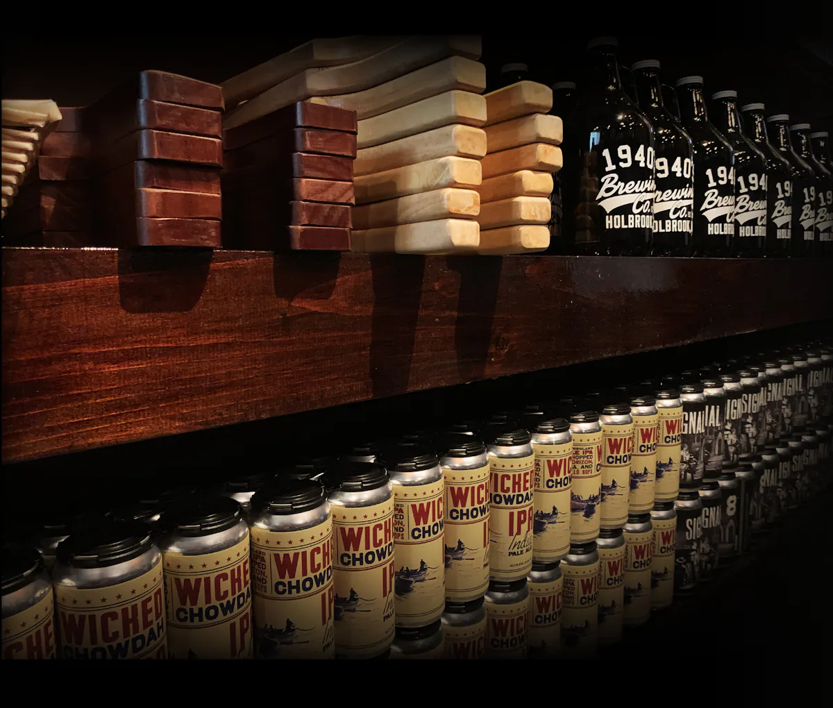a row of bottles on a table