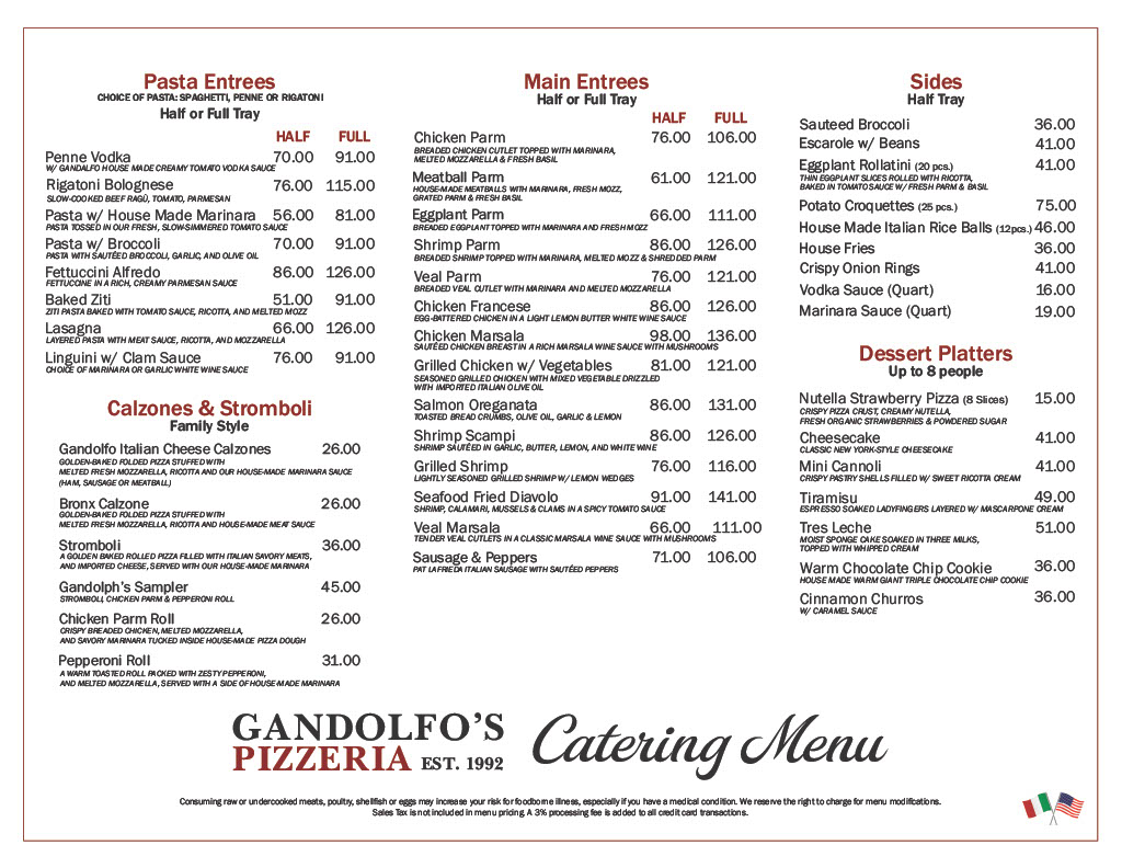 a menu of a restaurant