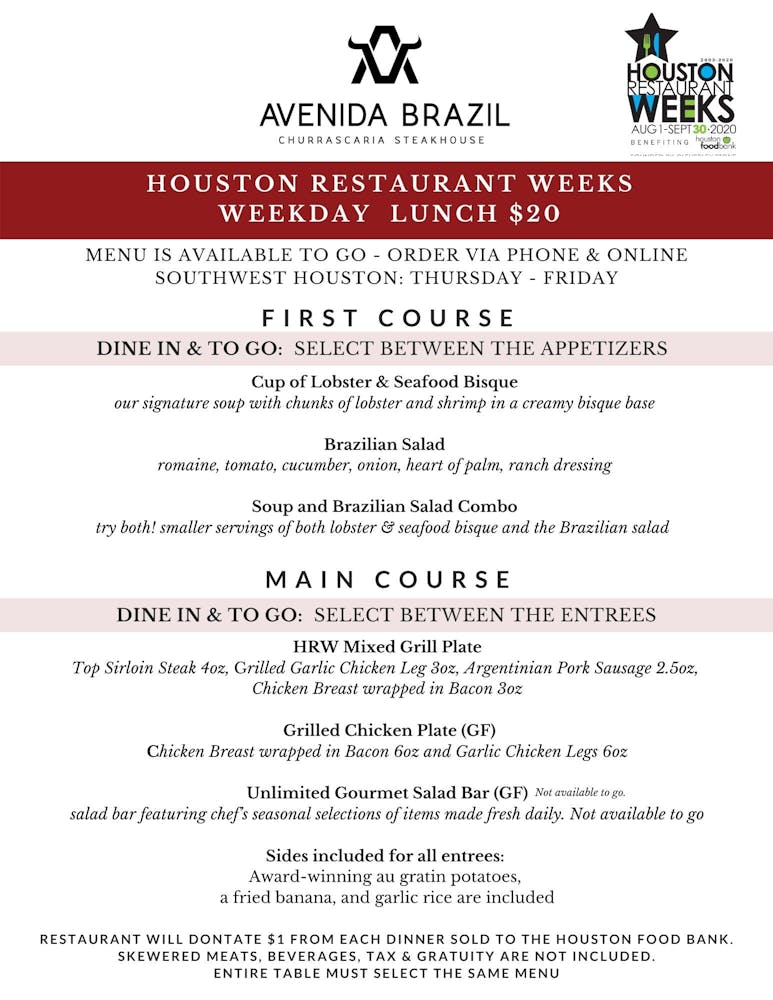 Houston Restaurant Weeks Avenida Brazil Churrascaria Brazilian