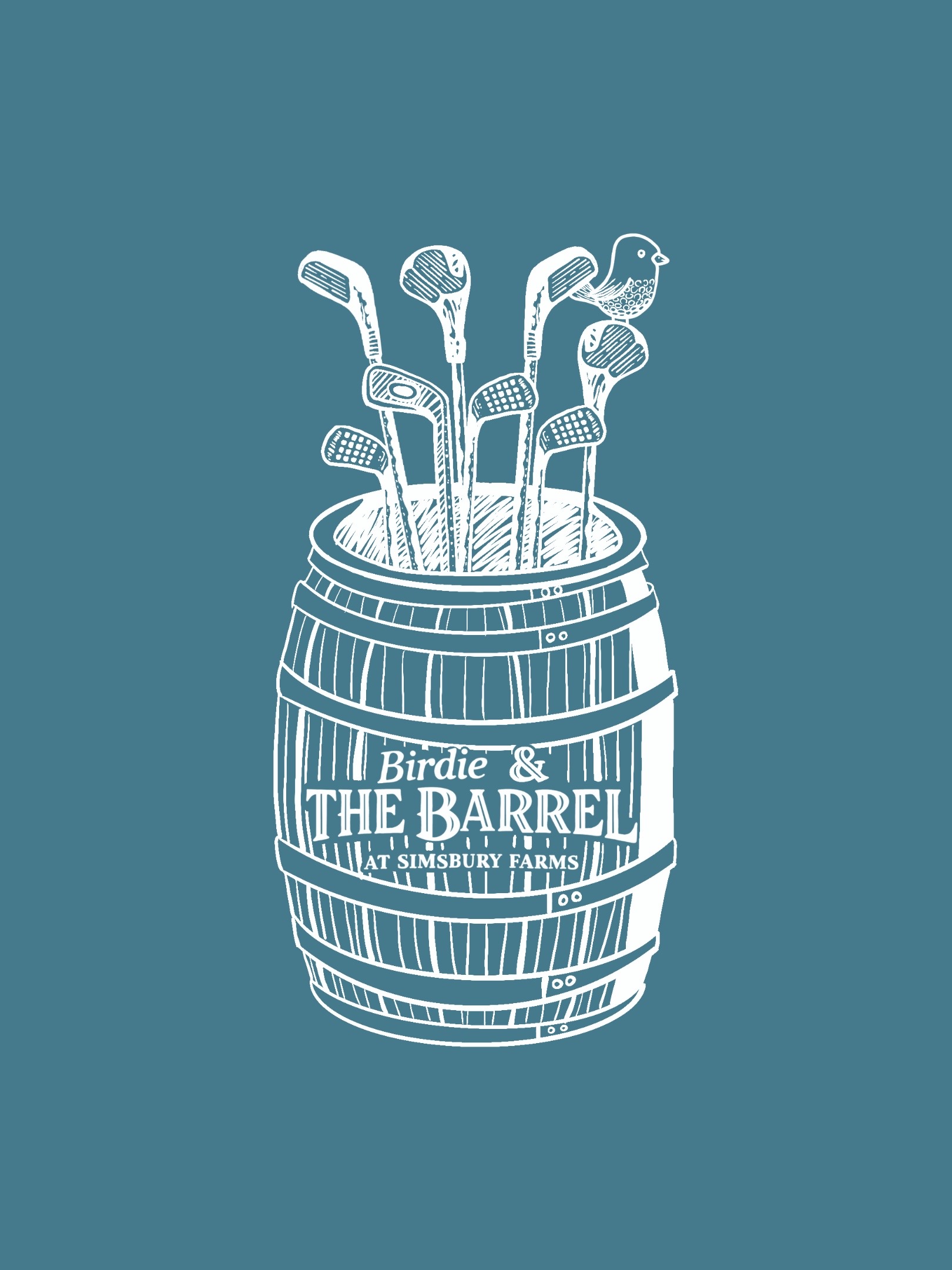 a barrel of golf clubs