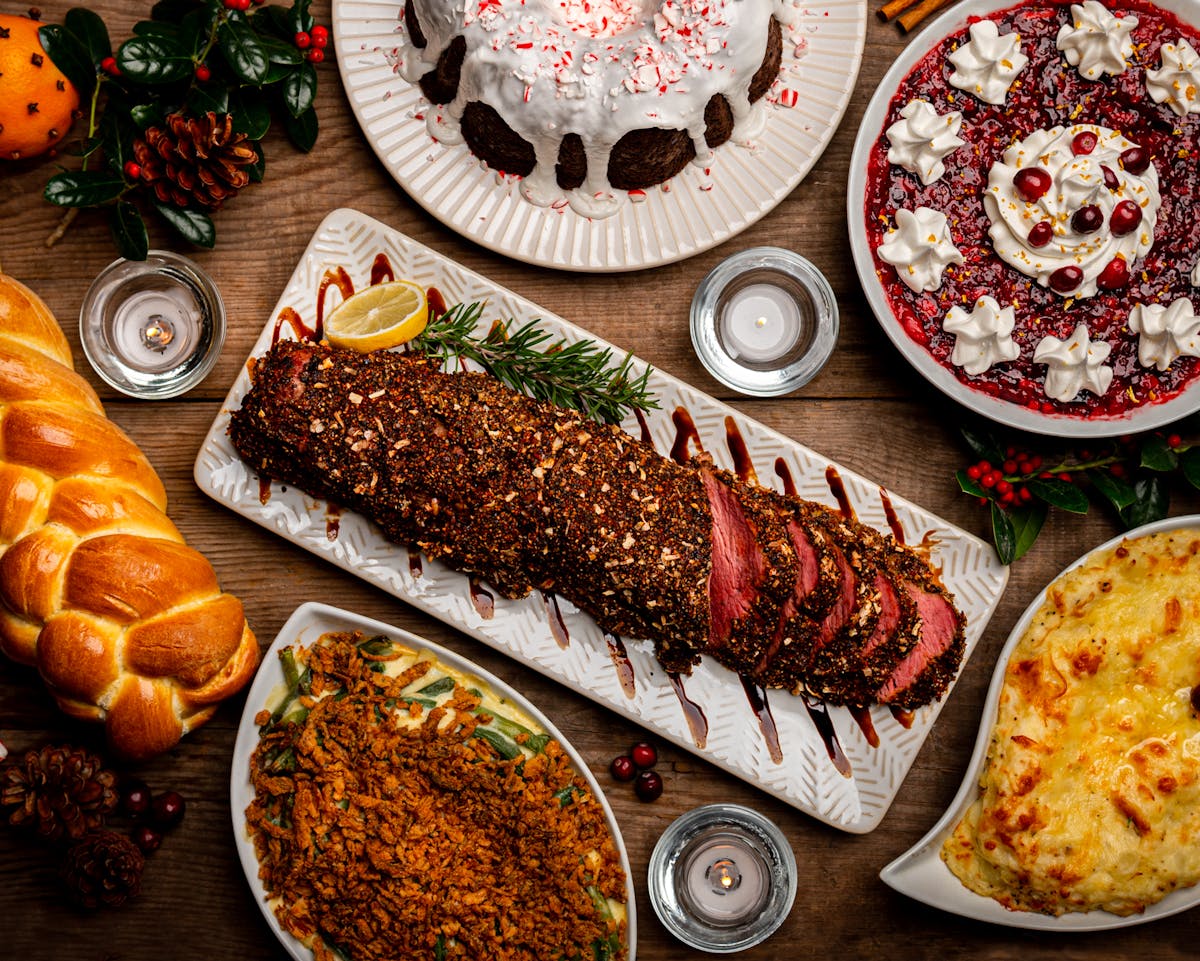 a bunch of different types of food on a plate