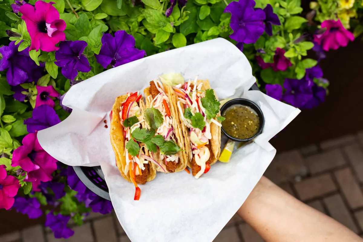 two tacos in a basket