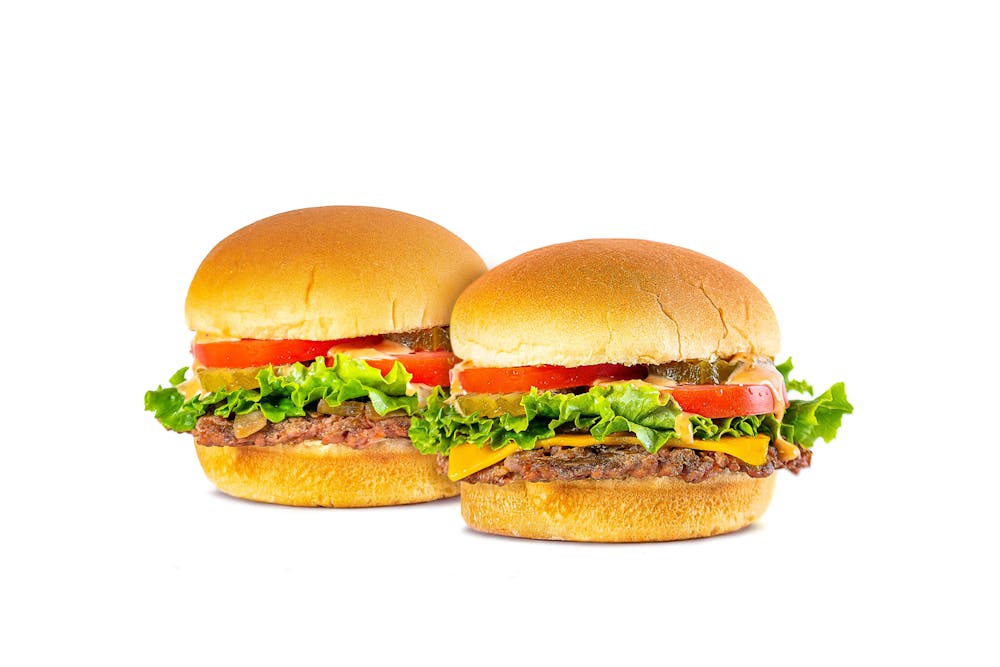 Two PLNT Burgers side by side in front of white background