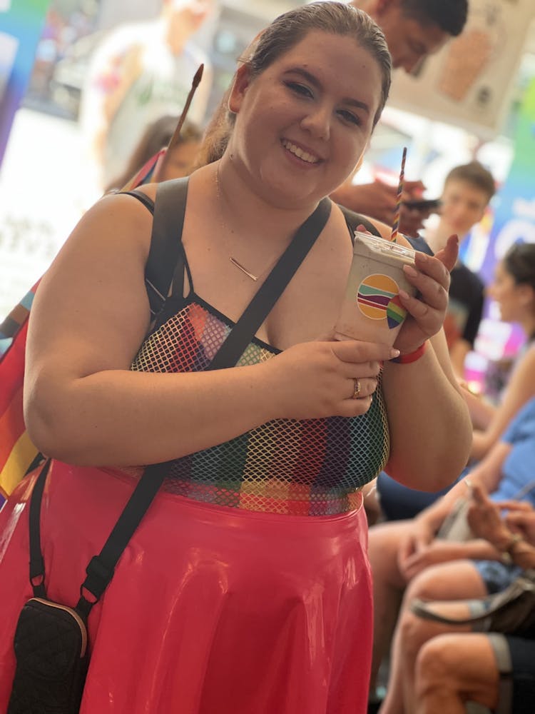 Person holding PLNT Burger Pride Shake