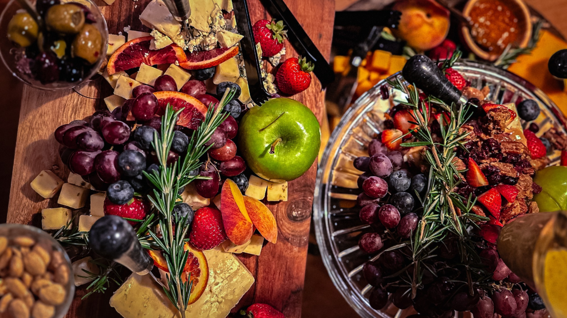 a variety of fruits and vegetables on display at a fruit stand