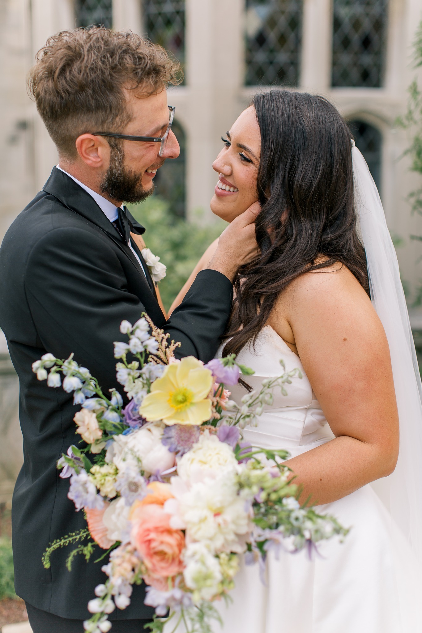 a man and a woman in a wedding dress