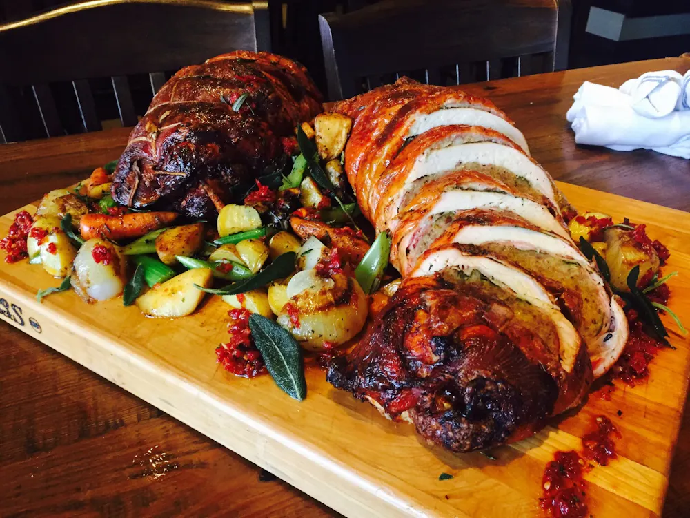 A serving of meat and vegetables