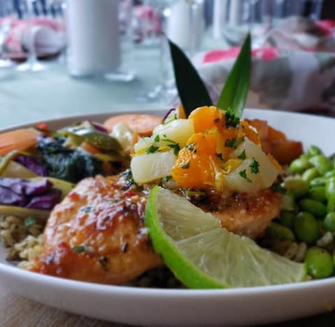 a plate of food on a table