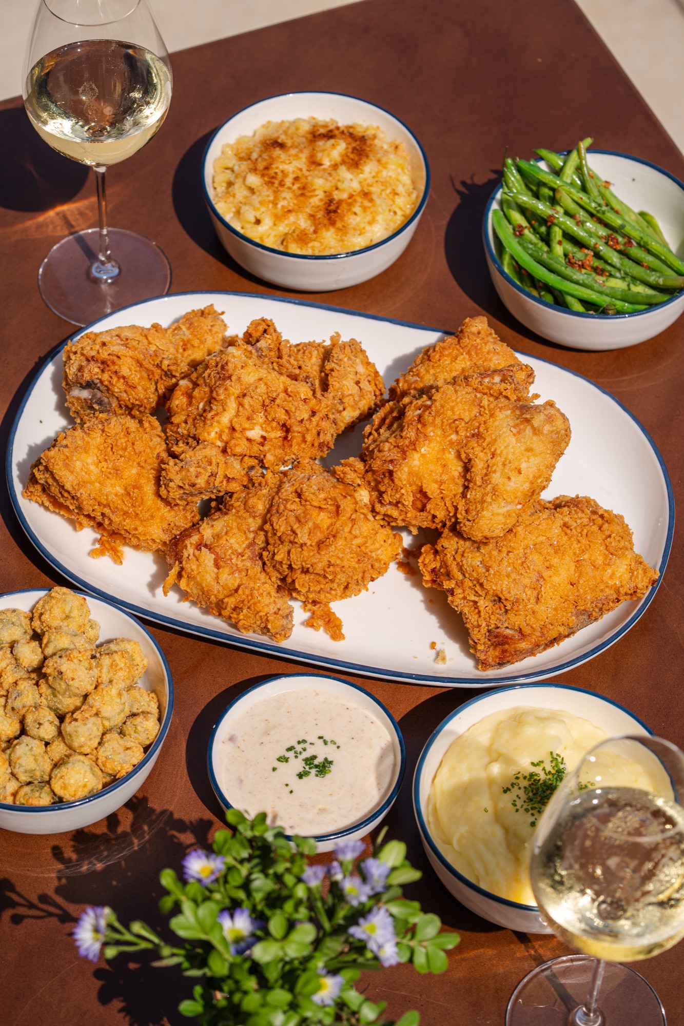 Family-style fried chicken dinner at Latuli