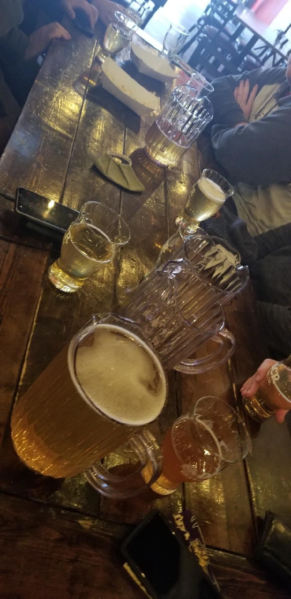 a group of glass bottles on a table