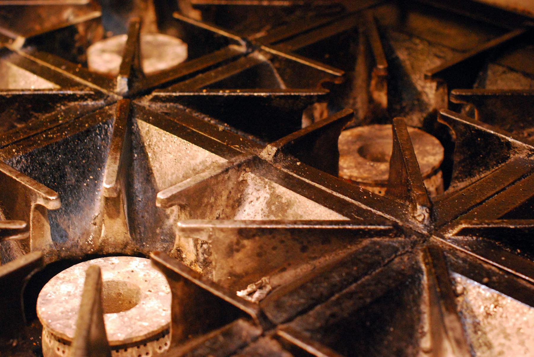 a close up of an oven