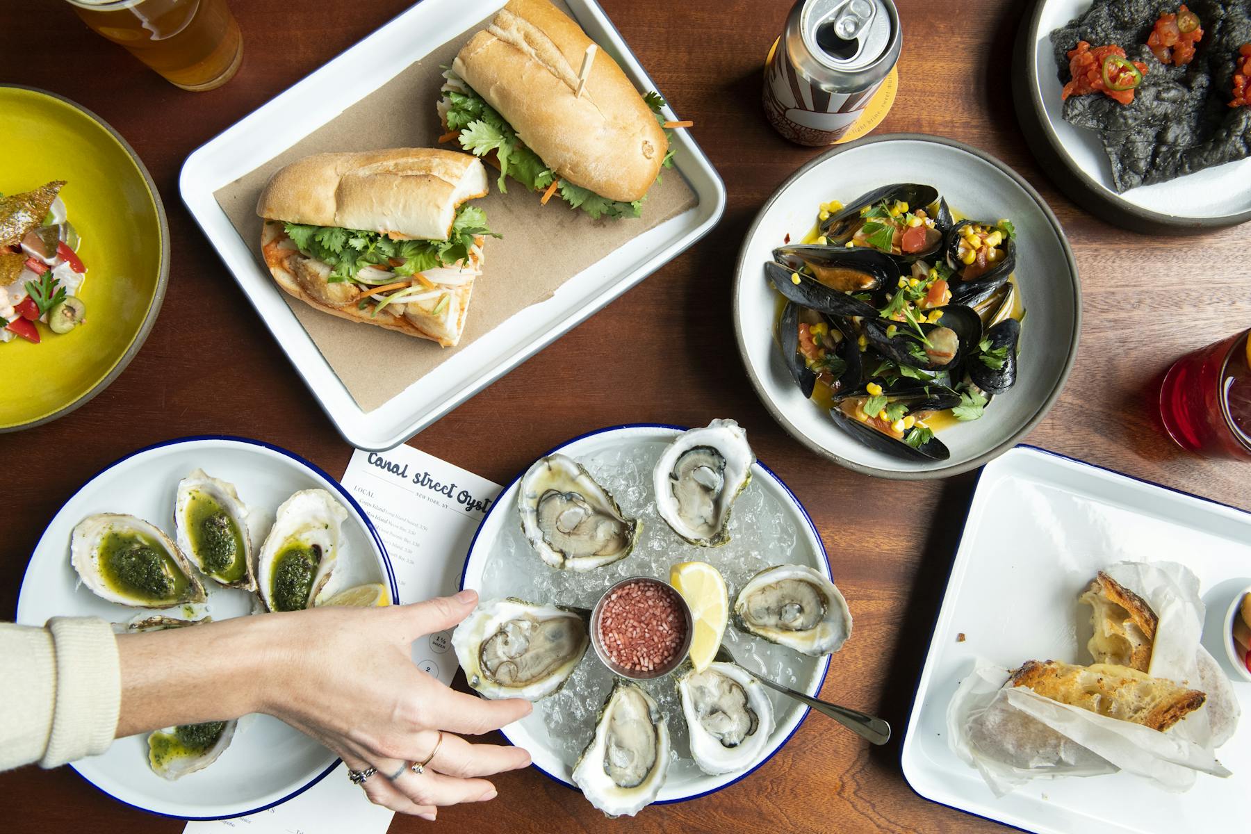 sandwich and oysters