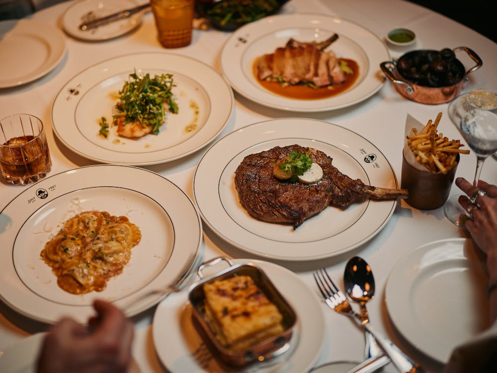 a bunch of food on a plate on a table