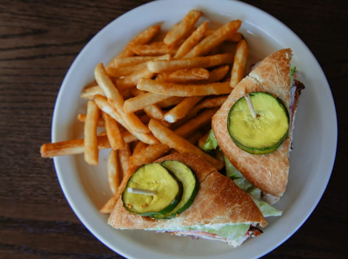 a close up of a sandwich on a plate