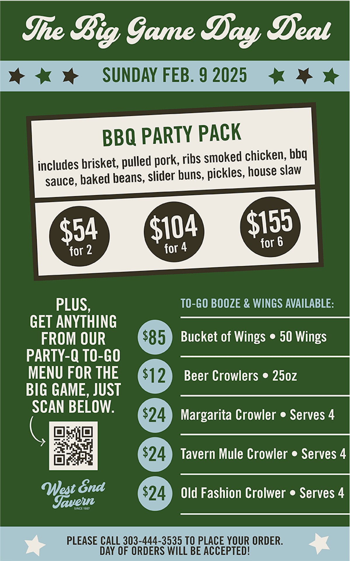 The Big Game Day Deal at The West End Tavern