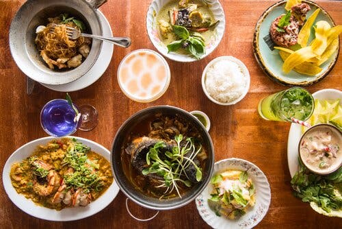 a bowl of food on a table