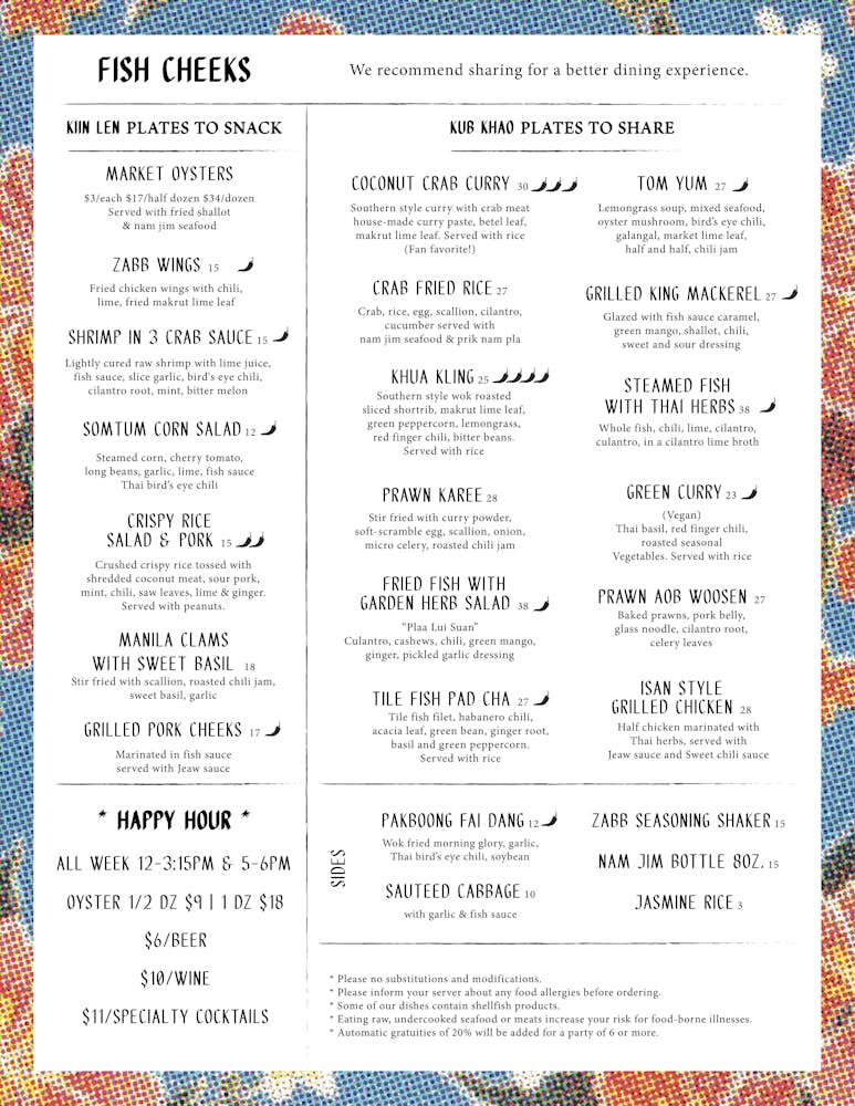 Menus Fish Cheeks in NYC