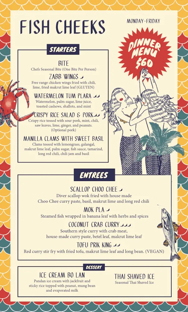 Menus | Fish Cheeks in NYC