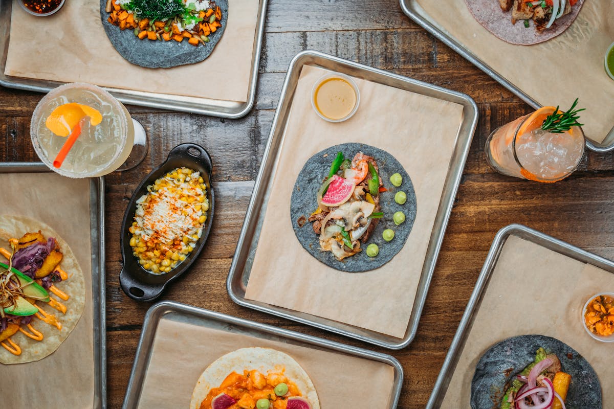 a bunch of food sitting on a table