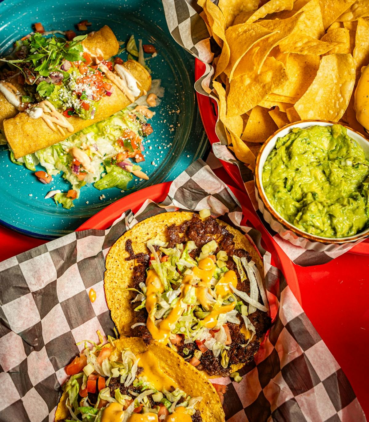 a close up of many different types of food on a table