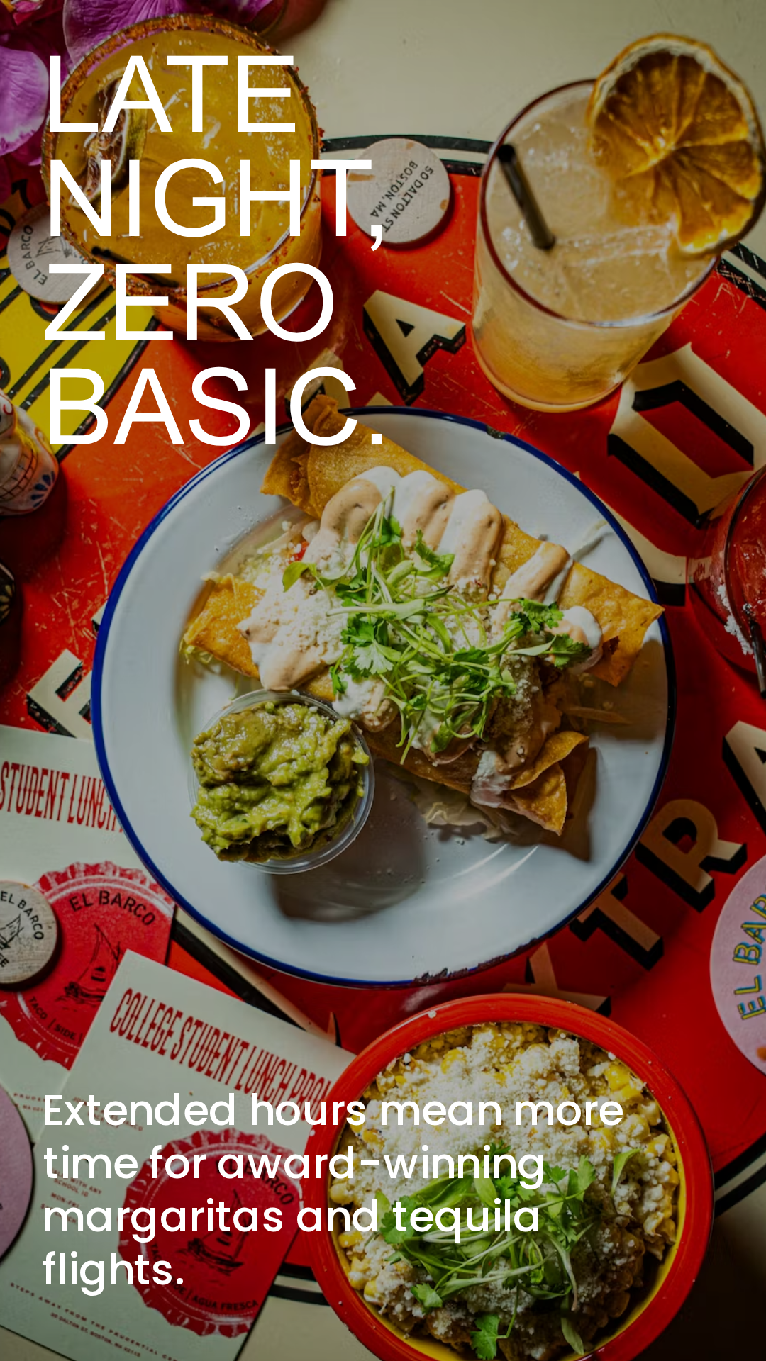 Signature tacos and margaritas at El Barco Back Bay