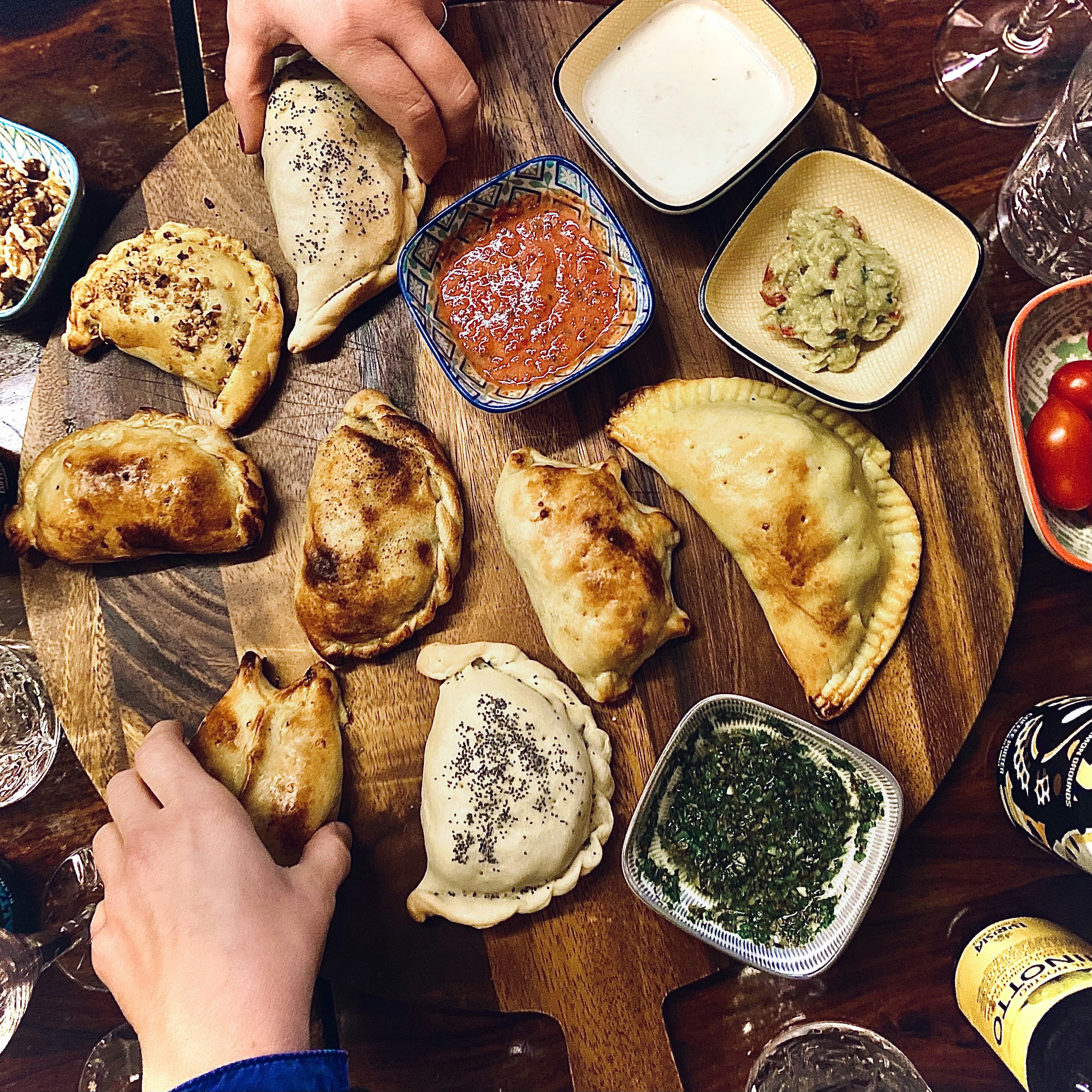a close up of many different types of food