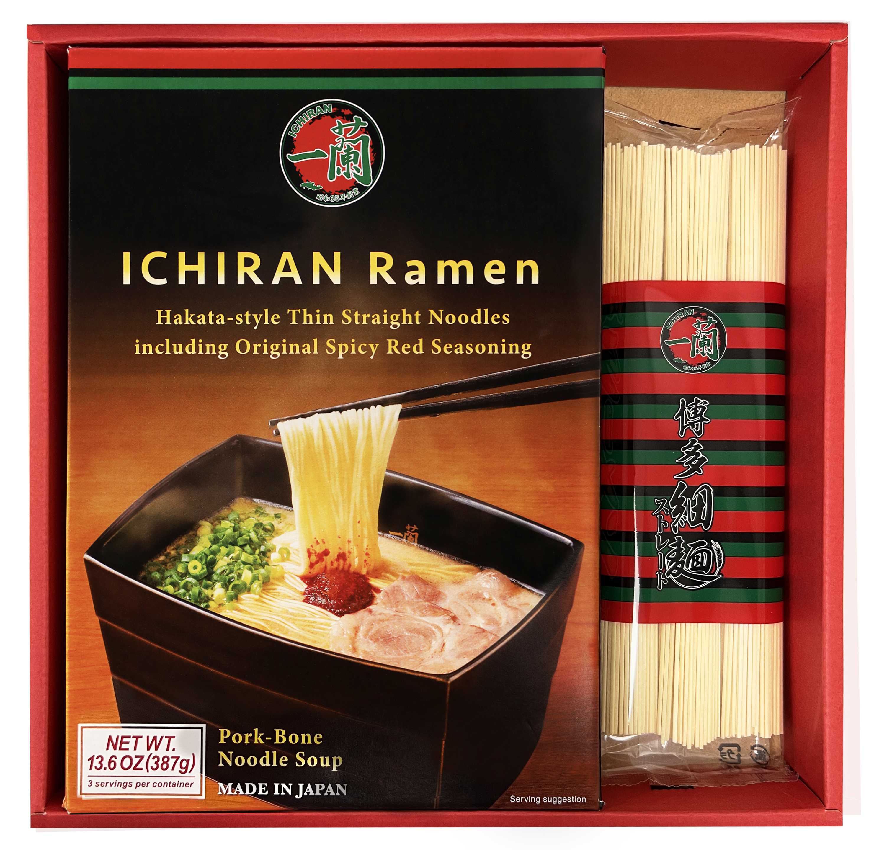 One Tonkotsu Ramen Kit and 3 servings of noodles in a separate package