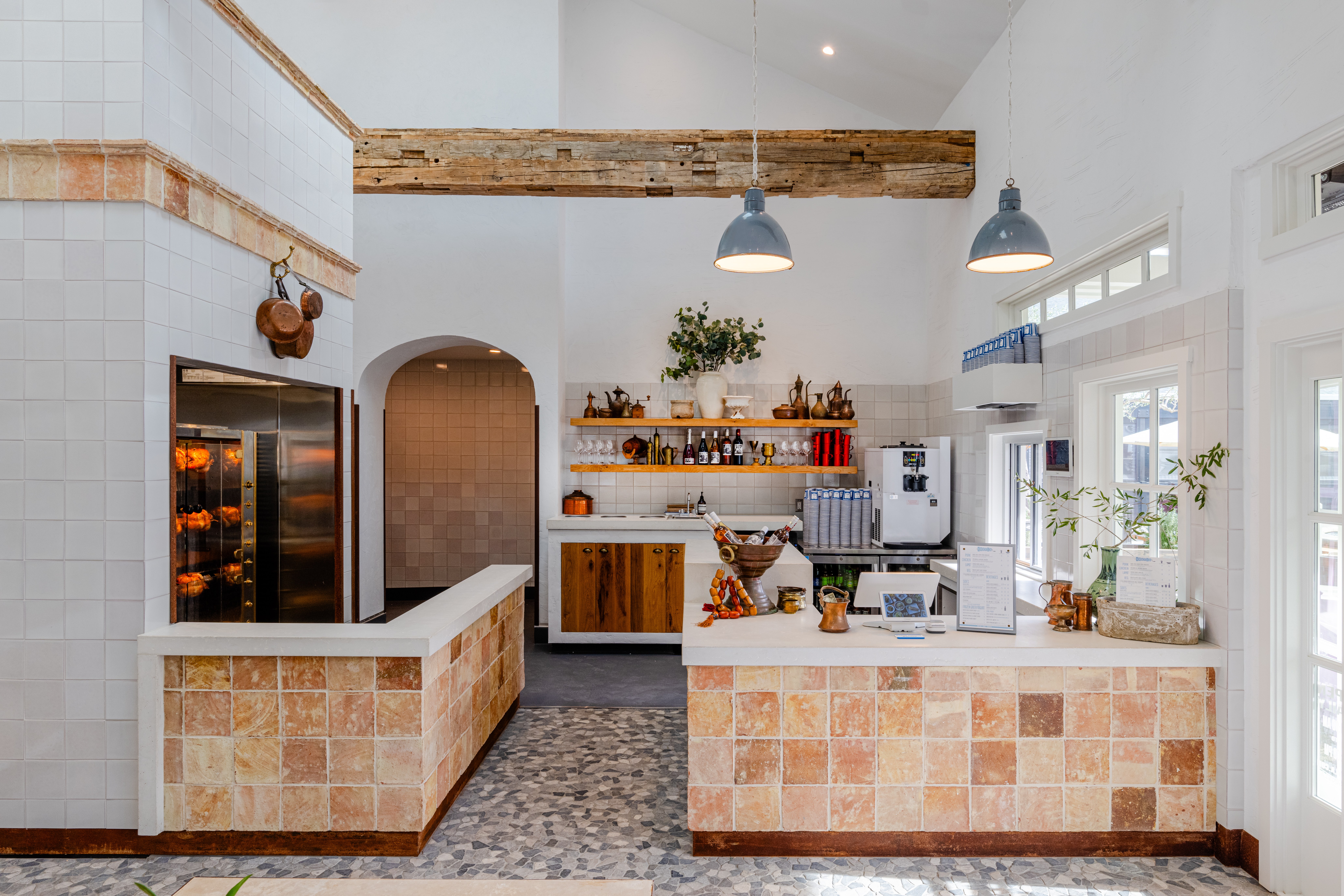 a room filled with furniture and a fire place