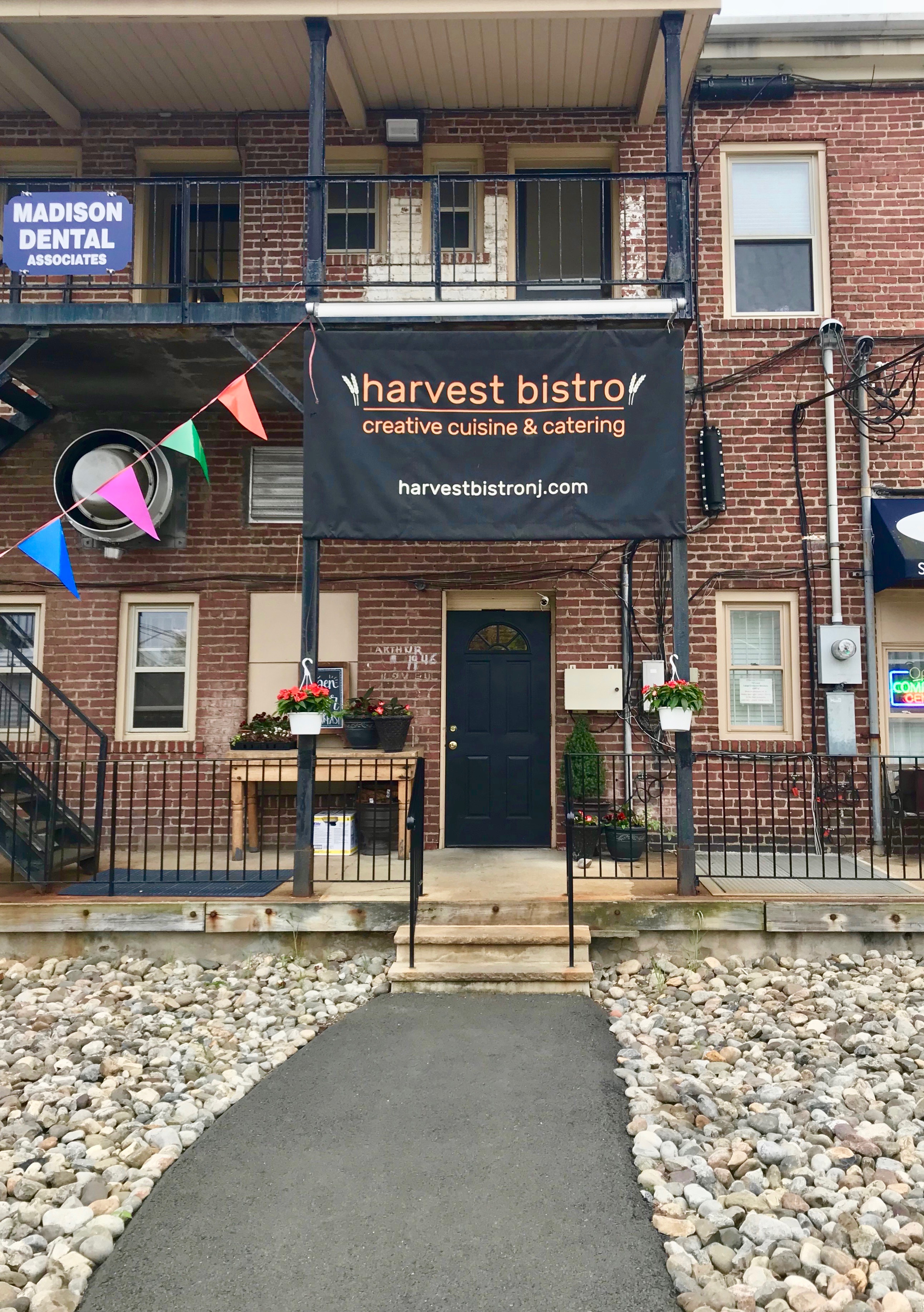 The rear entrance of Harvest Bistro in Madison, NJ